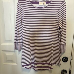 Chico's Lavender and Cream Striped Top